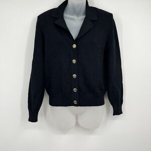 St John Sport Button Cardigan Academia Preppy Classy Wool Blend Flawed